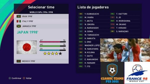 ✨*FREE* ✨ eFootball PES 2021 World Cup 1998 - Classic International Teams - Super Patch - Ps4/Ps5