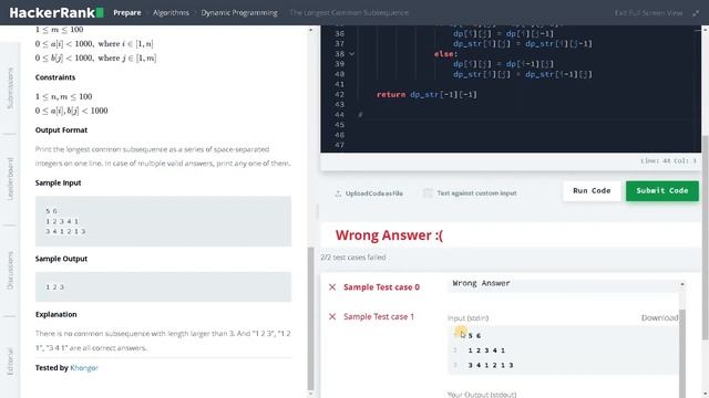 233 - The Longest Common Subsequence | Dynamic Programming | Hackerrank Solution | Python смотреть онлайн