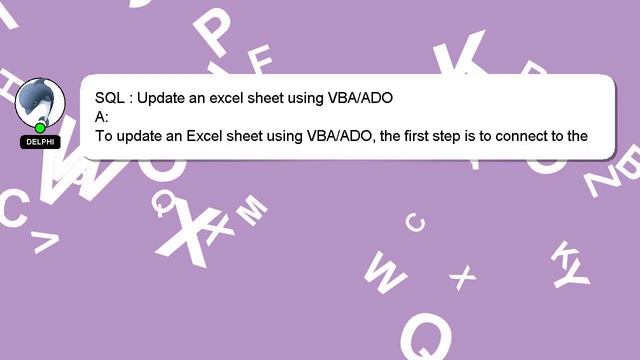 SQL : Update an excel sheet using VBA/ADO смотреть онлайн