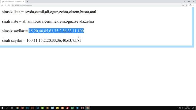 64- JavaScript Dersleri - Sort Kullanimi - Array Elemanlarini Siralama смотреть онлайн