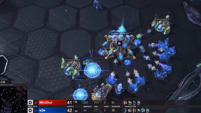 Starcraft 2 LOTV - sOs (P) vs "MC" MinChul (P) - G1 on Dusk Towers - Pro tournament смотреть онлайн