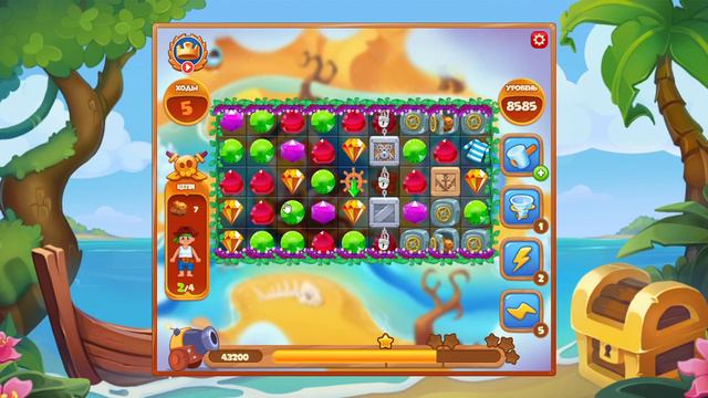 Как пройти уровень 8585 игры Сокровища Пиратов смотреть онлайн