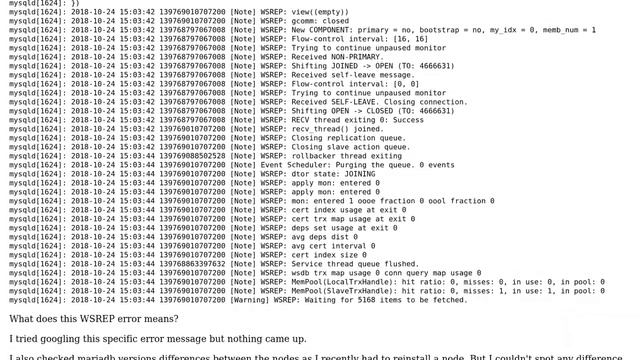 WSREP: Writeset deserialization failed: Unsupported RecordSet version: 2: 71 (Protocol error) смотреть онлайн