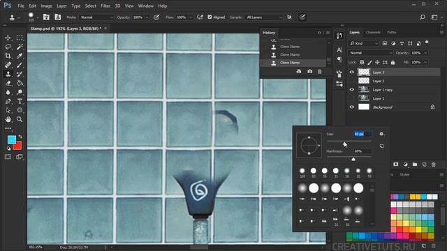 Удаляем и клонируем объекты на изображении с Clone Stamp Tool смотреть онлайн