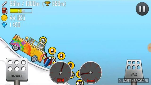 Hill Climb Racing игра, дорога Арктика, фургон хиппи #10 смотреть онлайн