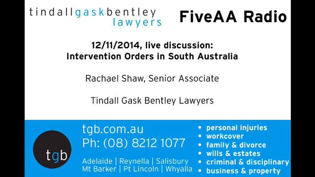 FiveAA Radio: Intervention Orders in South Australia смотреть онлайн