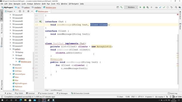 Java - урок 54 (паттерн Mediator (Посредник)) смотреть онлайн