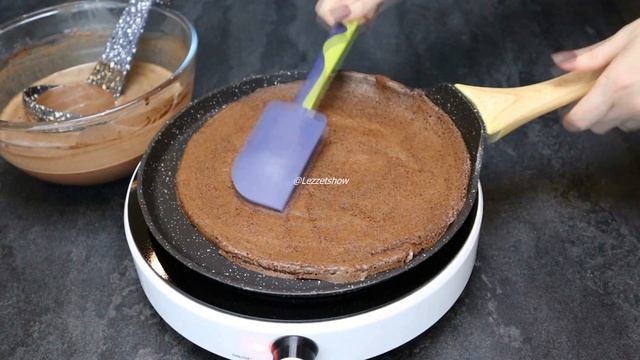 ŞOKOLADLI BLİNÇİK RESEPTI.ШОКОЛАДНЫЕ БЛИНЫ.Chocolate Crepe Recipe. смотреть онлайн