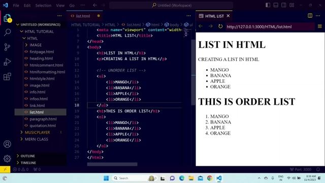 HTML LIST - HTML TUTORIAL FOR BEGINNERS IN HINDI смотреть онлайн