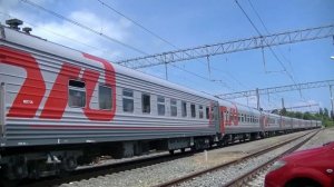 Отправление тепловоза 2ТЭ116У-0199 с пассажирским поездом и с рейсом Сухум - Москва