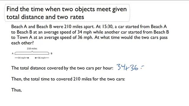 Find the time when two objects meet given total distance and two rates смотреть онлайн