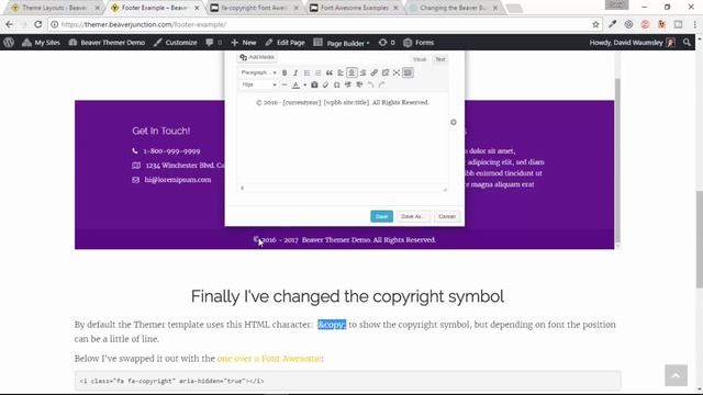 Beaver Themer - How to add a programmed copyright date and symbol смотреть онлайн