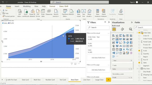 إستخدام Area Chart و Line Chart في power bi смотреть онлайн