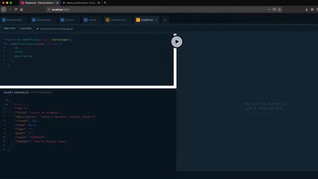 GraphQL - Academia Online en GraphQL - Modificar curso смотреть онлайн