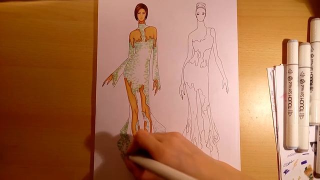 Fashion sketch | Скетч одежды - Эскиз летнего платья | Inna Wolf смотреть онлайн