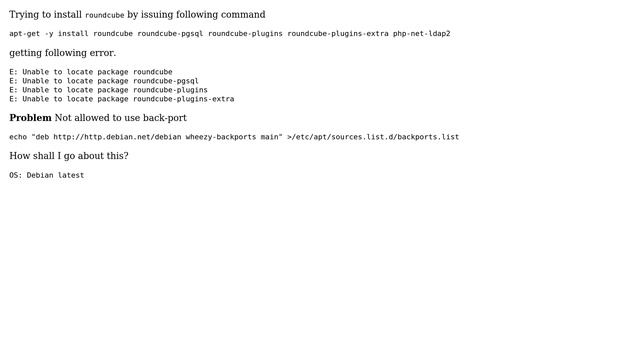 Unix & Linux: How to install `roundcube` without adding back-ports in `Debian`? смотреть онлайн