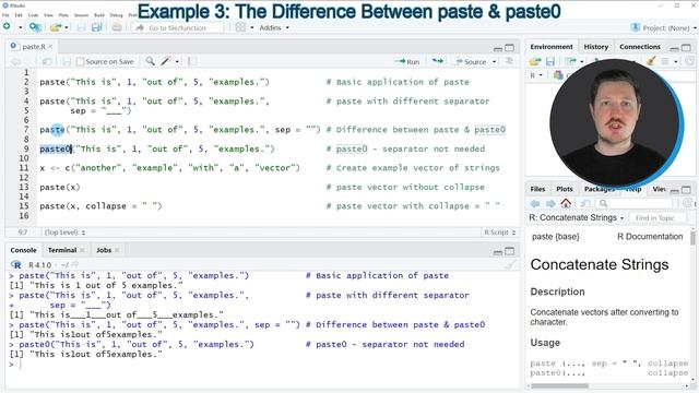paste & paste0 Functions in R (4 Examples) | Specify Separator | Collapse Character String Vector смотреть онлайн