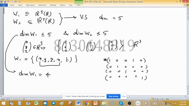 dimension of intersection of two subspaces dim(w1+w2) dim(w1) dim(w1∩w2) bhu 2018 linear algebra us смотреть онлайн