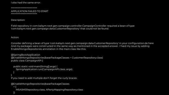 Java :'Field required a bean of type that could not be found.'error spring restful API using mongod смотреть онлайн