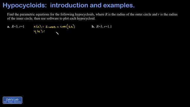 Hypocycloid derivation of parametric equations and examples of hypocycloid animations. смотреть онлайн
