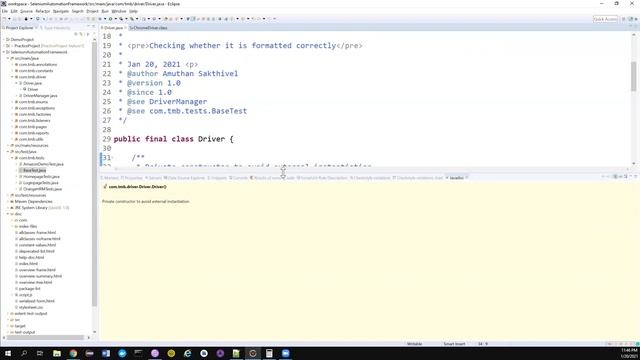 Selenium Framework - Part 39 - Create Java documentation for Automation Framework смотреть онлайн