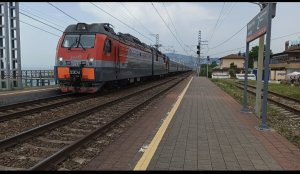 Электровоз 2ЭС4К Дончак с частным пассажирским поездом GrandTrain Симферополь - Адлер | РЖД | Поезд