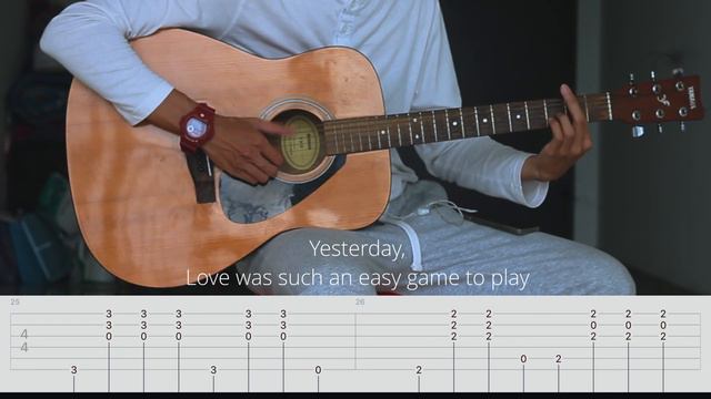 THE BEATLES - yesterday [ Guitar tutorial tabs ] смотреть онлайн