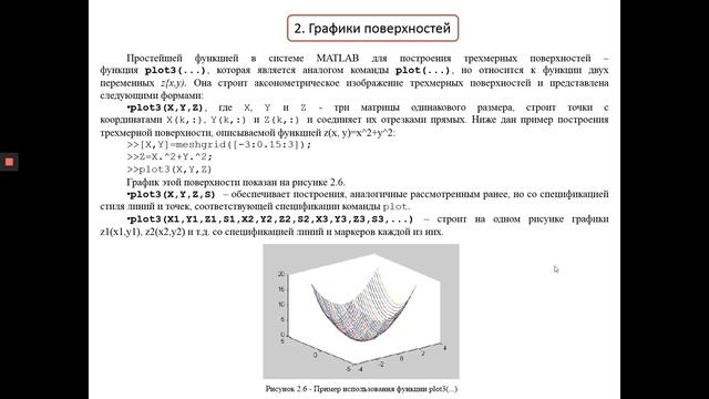 Шаталова О.В. Лекция №2 «Графическая визуализация результатов вычисления курс Введение в Matlab» смотреть онлайн