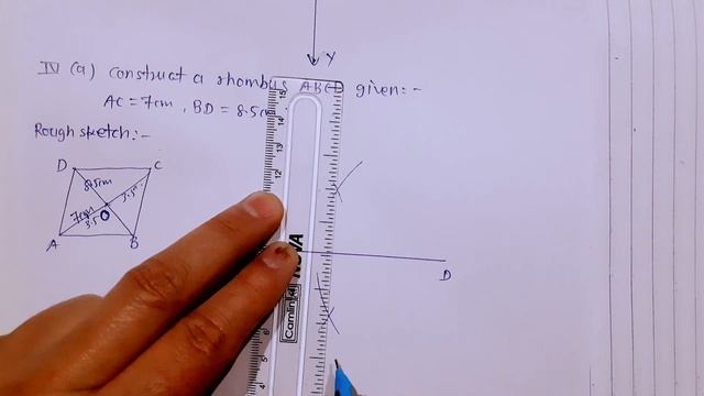 construct a rhombus ABCD given AC=7 cm, BD=8.5 cm | construction of Quadrilaterals class 8th смотреть онлайн
