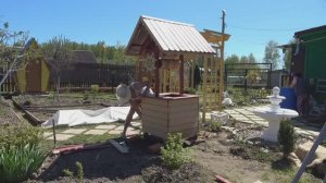 6 соток 19 мая 2024 года. Поправила "фундамент", под декоративным колодцем. Посадила капусту...