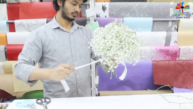 How to make bridal bouquet || Wedding Gypsophila bouquet. смотреть онлайн