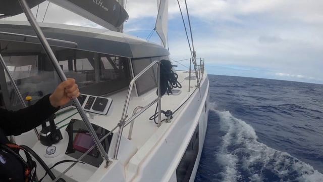 Atlantic Ocean With Wind 30 Knots On Sailing Catamaran Nautitech 46.