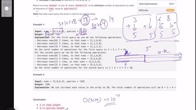 Leetcode Weekly contest 338 - Medium - Minimum operations to make all array elements equal смотреть онлайн