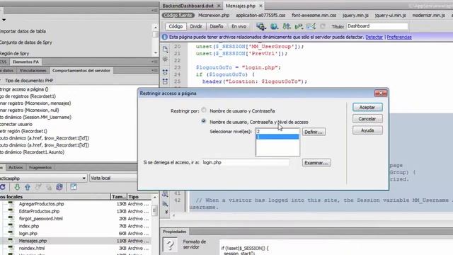 10.3.-Php, Mysql y Dreamweaver (Rápido): Restringir acceso a páginas y final del curso. смотреть онлайн