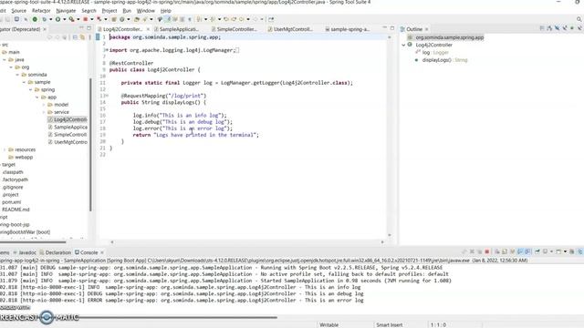 Log4j - Basic setup and usage with STS and Spring boot смотреть онлайн