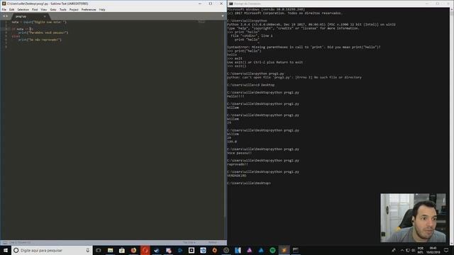 Python #2 - variáveis, print, input, if, else смотреть онлайн