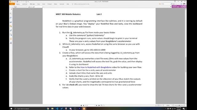 Mobile Robotics Lab 2 - BeagleBone OnBoard Sensors and NodeRed GUI смотреть онлайн