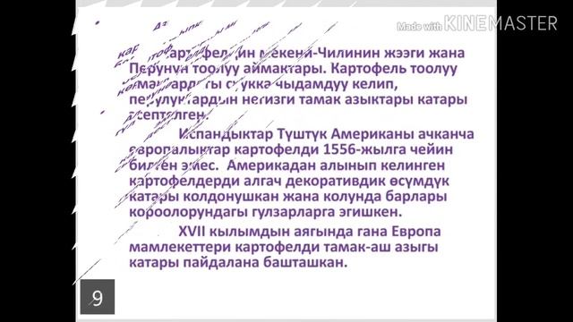 Текст менен иштөө "Картофель".9-класстар (орус) үчүн смотреть онлайн