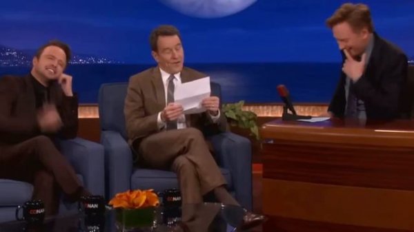 Брайан Крэнстон читает письмо | Bryan Cranston read fan's letter (Конан О'Брайен на русском)
