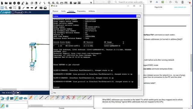 7.3.7 Lab – View the Switch MAC Address Table смотреть онлайн