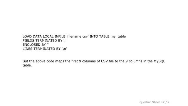 MySQL : How to skip columns in CSV file when importing into MySQL table using LOAD DATA INFILE? смотреть онлайн