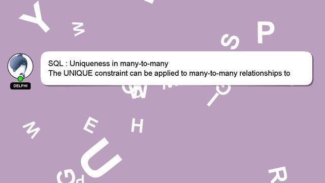 SQL : Uniqueness in many-to-many смотреть онлайн