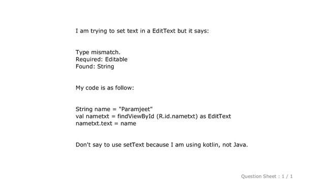 Android : Setting text in EditText Kotlin смотреть онлайн