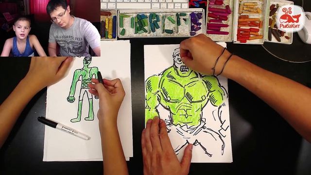 Как нарисовать ХАЛКА / супре герои и Супер Дима смотреть онлайн
