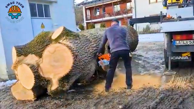 102 Big Wood Chainsaw Machines And Dangerous Fastest Cutting Huge Tree Skills смотреть онлайн