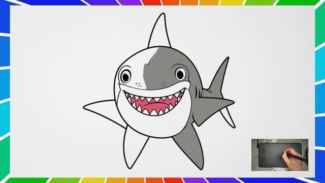 How to Draw and Coloring Shark Easy | Download Coloring Page For Free | Step by Step Drawing For Ki смотреть онлайн