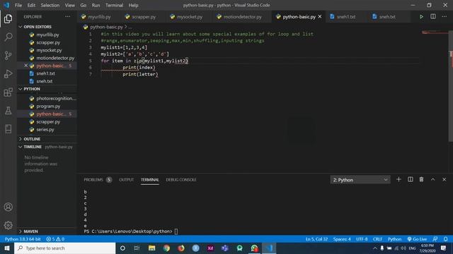 range enumerator zip | Learn Python From Scratch 2020(PART-9) смотреть онлайн