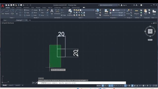 Stretch command in Autocad 2D смотреть онлайн