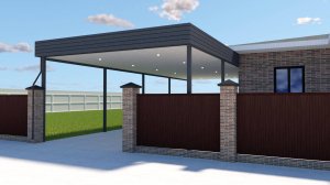 Проект авто - навеса 14х6 с обрамлением металлосайдингом / Всем Навесы