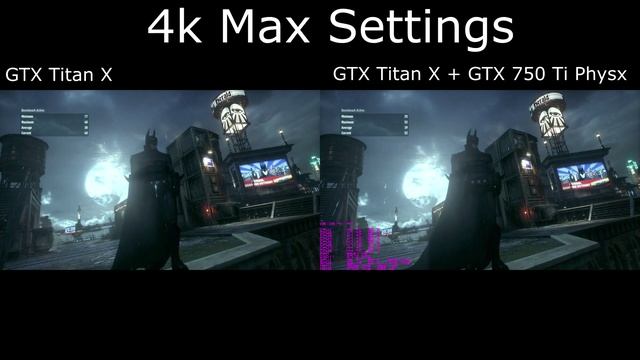 Batman Arkham Knight 4k Physx comparison. смотреть онлайн